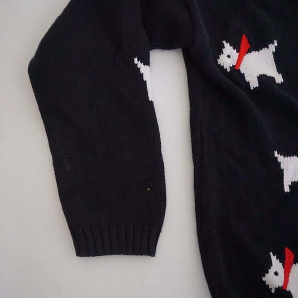 Vintage EP Pro Black Cotton Knit Scottie Dog Puppy Animal Print Cardigan S - Picture 8 of 10
